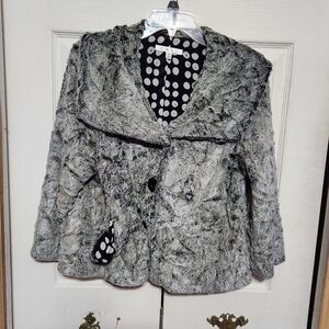 Women's Gray Faux Fur Jacket